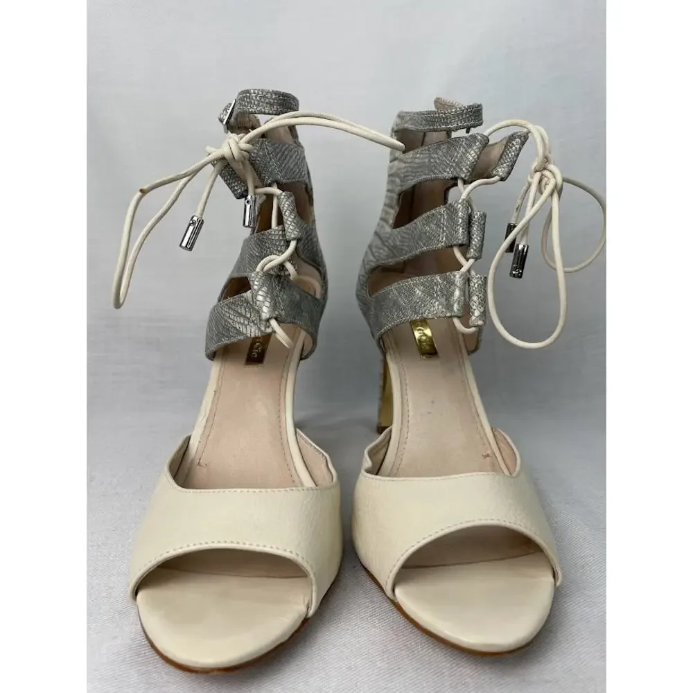 Louise Et Cie High Heels Womens 9M Sandals Beige Strappy Open Toe Stilettoes
